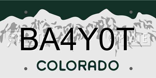 BA4Y0T Colorado License Plate