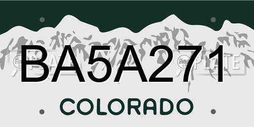 BA5A271 Colorado License Plate