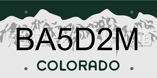 BA5D2M Colorado License Plate