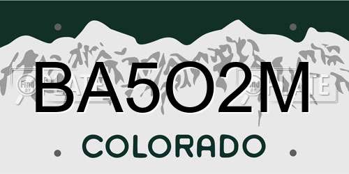 BA5O2M Colorado License Plate