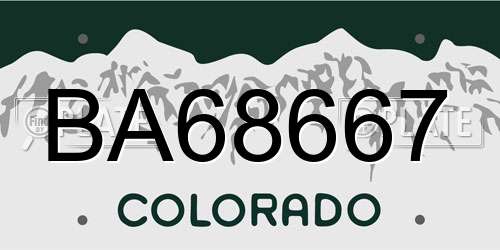 BA68667 Colorado License Plate