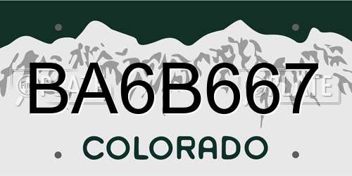 BA6B667 Colorado License Plate