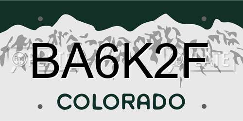 BA6K2F Colorado License Plate