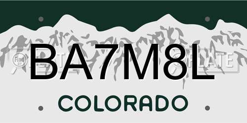 BA7M8L Colorado License Plate