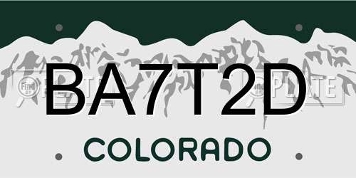 BA7T2D Colorado License Plate