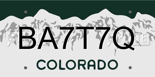 BA7T7Q Colorado License Plate
