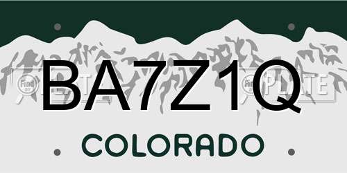 BA7Z1Q Colorado License Plate