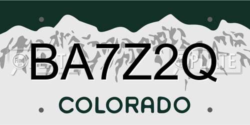 BA7Z2Q Colorado License Plate