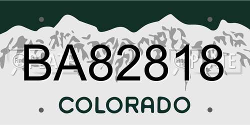 BA82818 Colorado License Plate