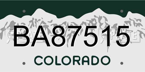 BA87515 Colorado License Plate
