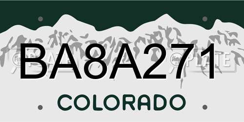 BA8A271 Colorado License Plate