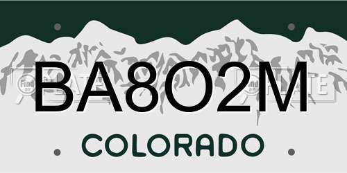 BA8O2M Colorado License Plate