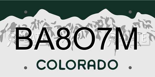 BA8O7M Colorado License Plate