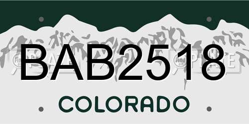 BAB2518 Colorado License Plate
