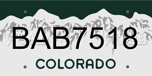 BAB7518 Colorado License Plate