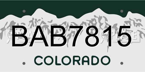 BAB7815 Colorado License Plate
