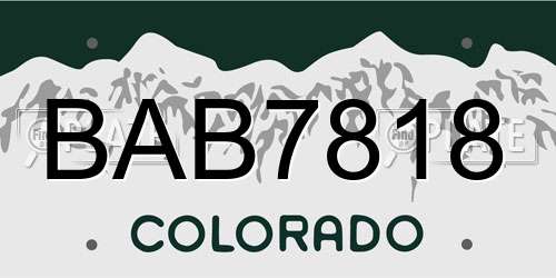 BAB7818 Colorado License Plate