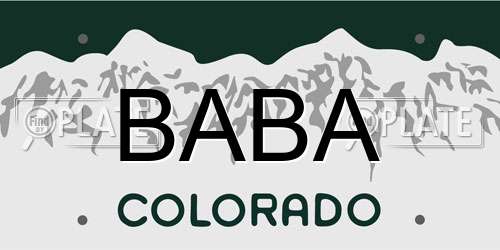 BABA Colorado License Plate