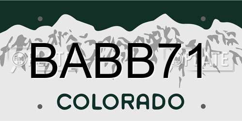 BABB71 Colorado License Plate