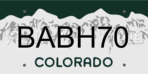 BABH70 Colorado License Plate