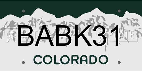 BABK31 Colorado License Plate