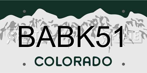 BABK51 Colorado License Plate