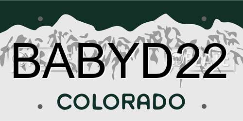 BABYD22 Colorado License Plate