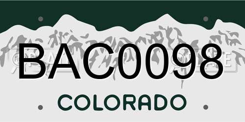 BAC0098 Colorado License Plate