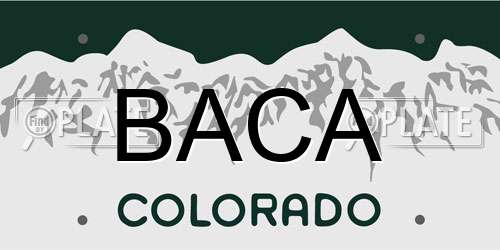 BACA Colorado License Plate
