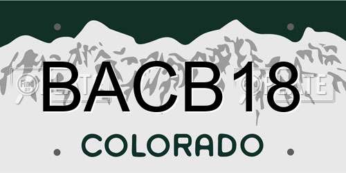 BACB18 Colorado License Plate