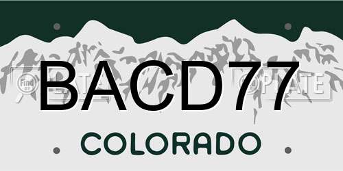 BACD77 Colorado License Plate