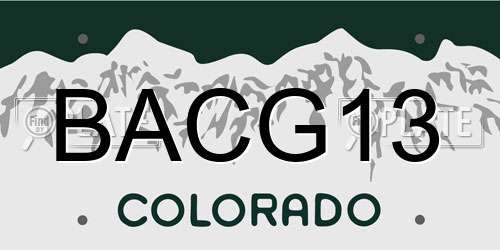 BACG13 Colorado License Plate