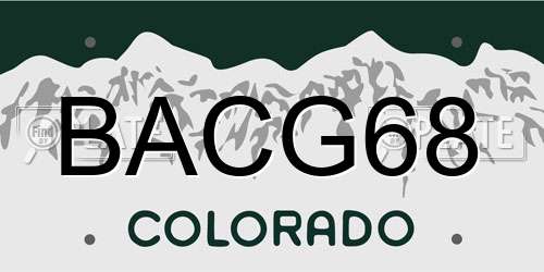 BACG68 Colorado License Plate