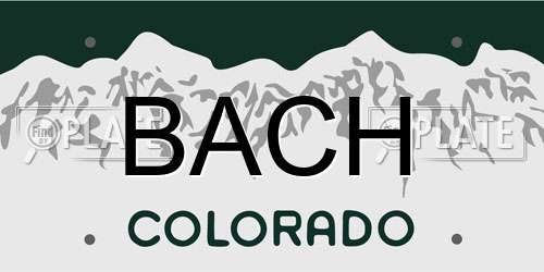 BACH Colorado License Plate