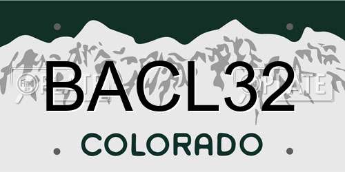 BACL32 Colorado License Plate