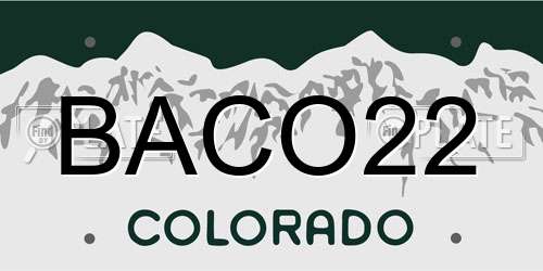 BACO22 Colorado License Plate