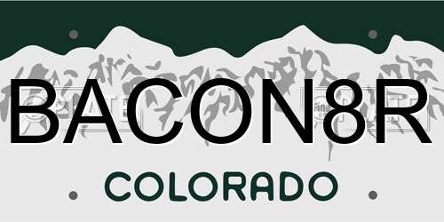 BACON8R Colorado License Plate