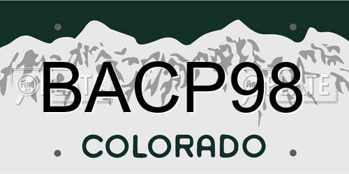 BACP98 Colorado License Plate
