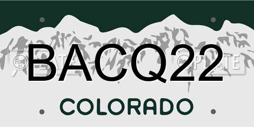 BACQ22 Colorado License Plate