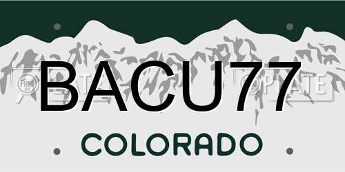 BACU77 Colorado License Plate