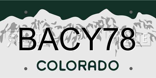 BACY78 Colorado License Plate