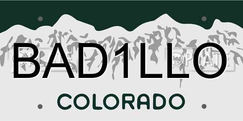BAD1LLO Colorado License Plate