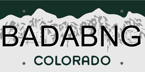 BADABNG Colorado License Plate