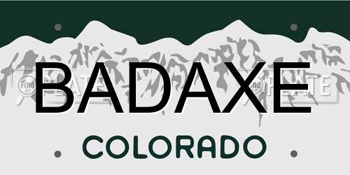 BADAXE Colorado License Plate