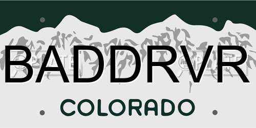 BADDRVR Colorado License Plate
