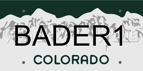 BADER1 Colorado License Plate