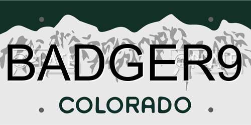 BADGER9 Colorado License Plate