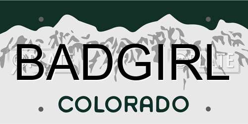 BADGIRL Colorado License Plate