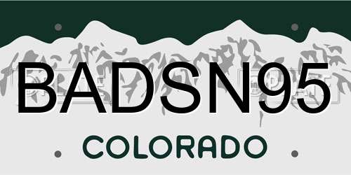 BADSN95 Colorado License Plate