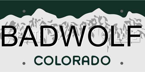 BADWOLF Colorado License Plate